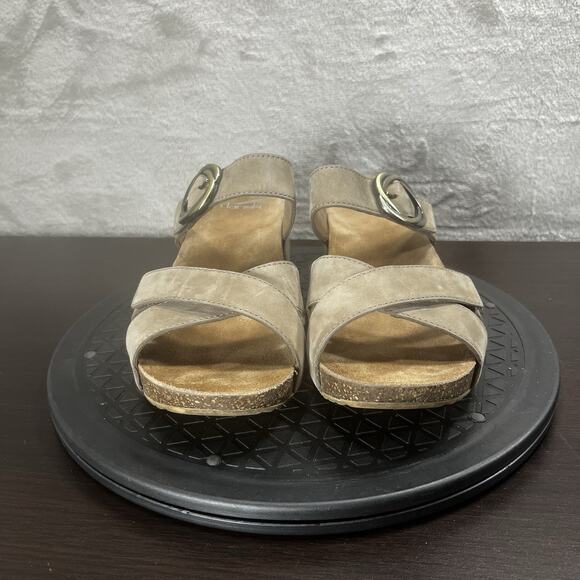 Dansko Womens Sz 10-10.5 Susie Brown Wedge Nubuck Leather Strappy Sandals - Picture 2 of 10